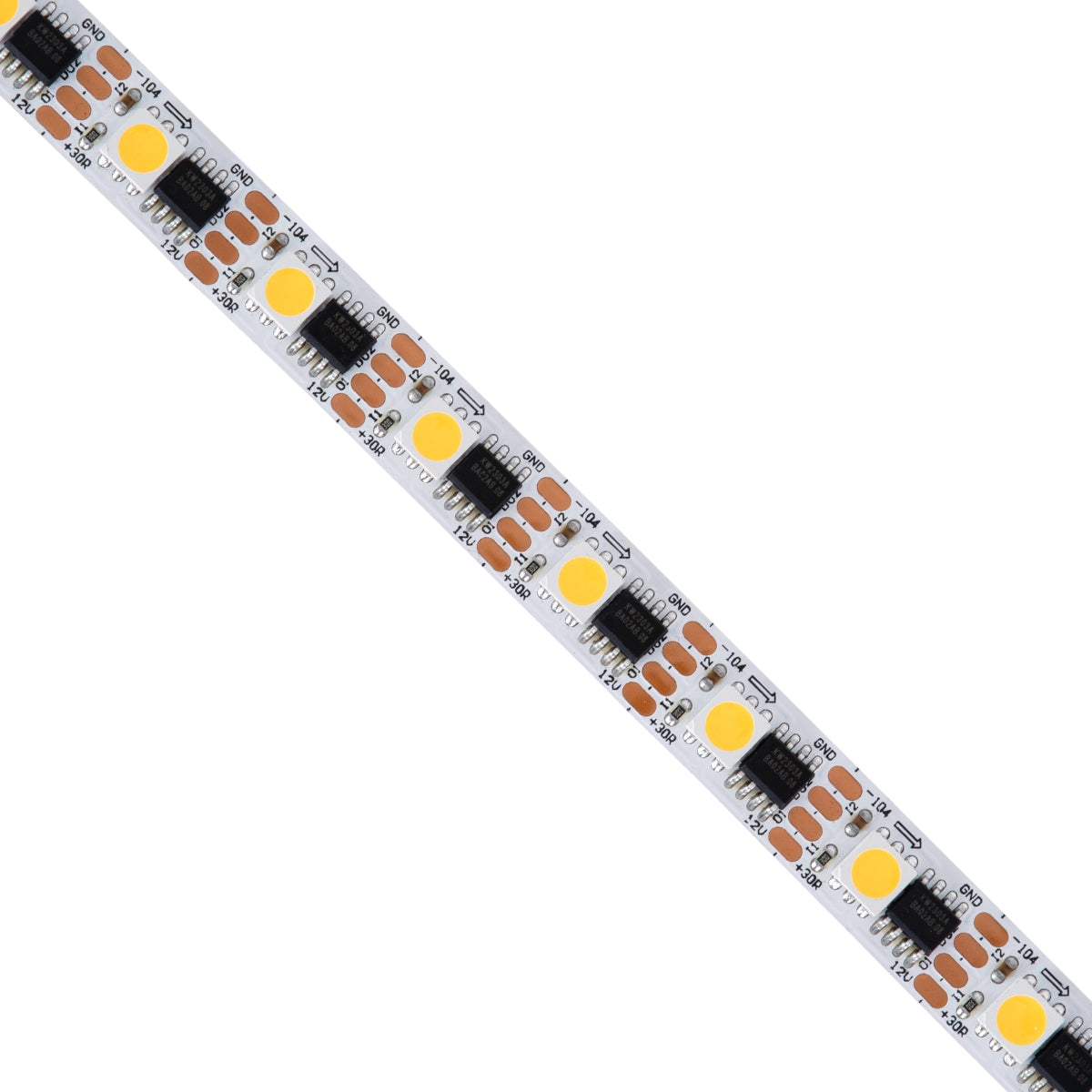 GloboStar® 90603 Digital Pixel Addressable Strip - Ψηφιακή Ταινία LED SMD 5050 14.4W/m 60LED/m 60PIXEL/m SPI/TTL Protocol IC TM1908 1296lm/m 120° DC 12V IP20 Θερμό Λευκό 2700K - Λευκό Σώμα - Μ5000 x Π10 x Υ2mm - Συσκευασία 5 Μέτρων - ledmania.gr