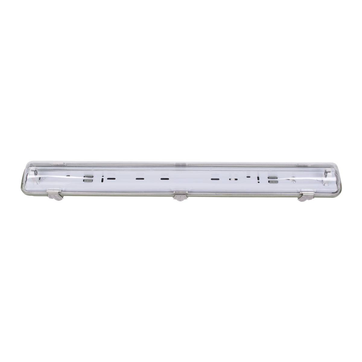GloboStar® 90610 1 x 60cm T8 Tri-Proof Πλαστικό PC Σκαφάκι με Μεταλλικά Clips για Λάμπα Φθορίου LED Τροφοδοσίας Ενός Άκρου Αδιάβροχο IP65 - ledmania.gr