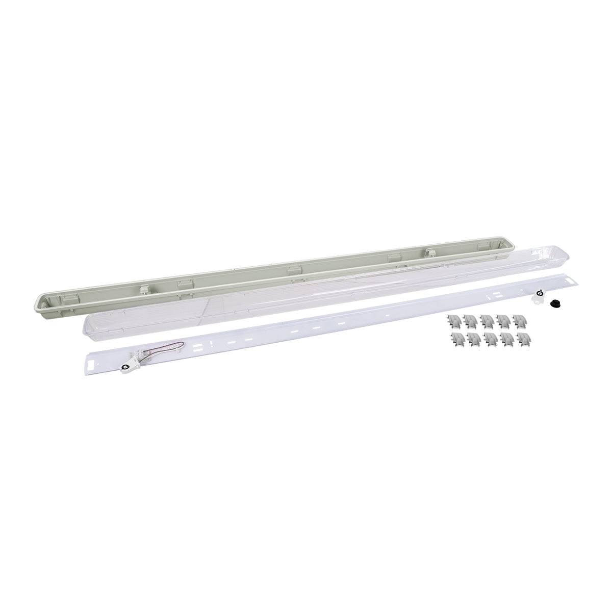 GloboStar® 90612 1 x 120cm T8 Tri-Proof Πλαστικό PC Σκαφάκι με Μεταλλικά Clips για Λάμπα Φθορίου LED Τροφοδοσίας Ενός Άκρου Αδιάβροχο IP65 - ledmania.gr