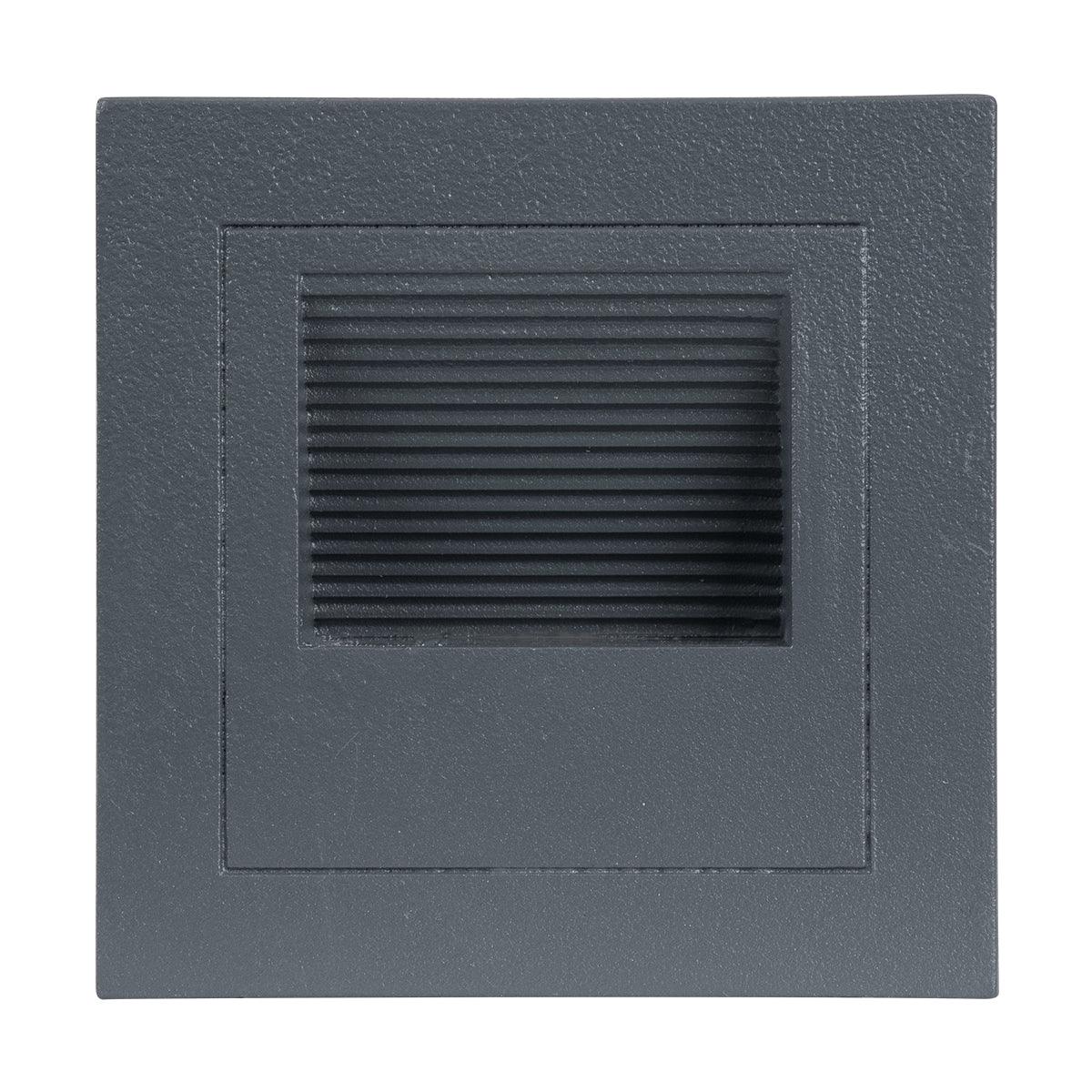 GloboStar® STEP-MINA 90627 Χωνευτό Φωτιστικό Σκαλοπατιού - Διαδρόμου LED 3W 330lm 30° DC 24V Αδιάβροχο IP65 Μ8.3 x Π8.3 x Υ5cm Θερμό Λευκό 2700K - Γκρι Ανθρακί - 3 Years Warranty - ledmania.gr