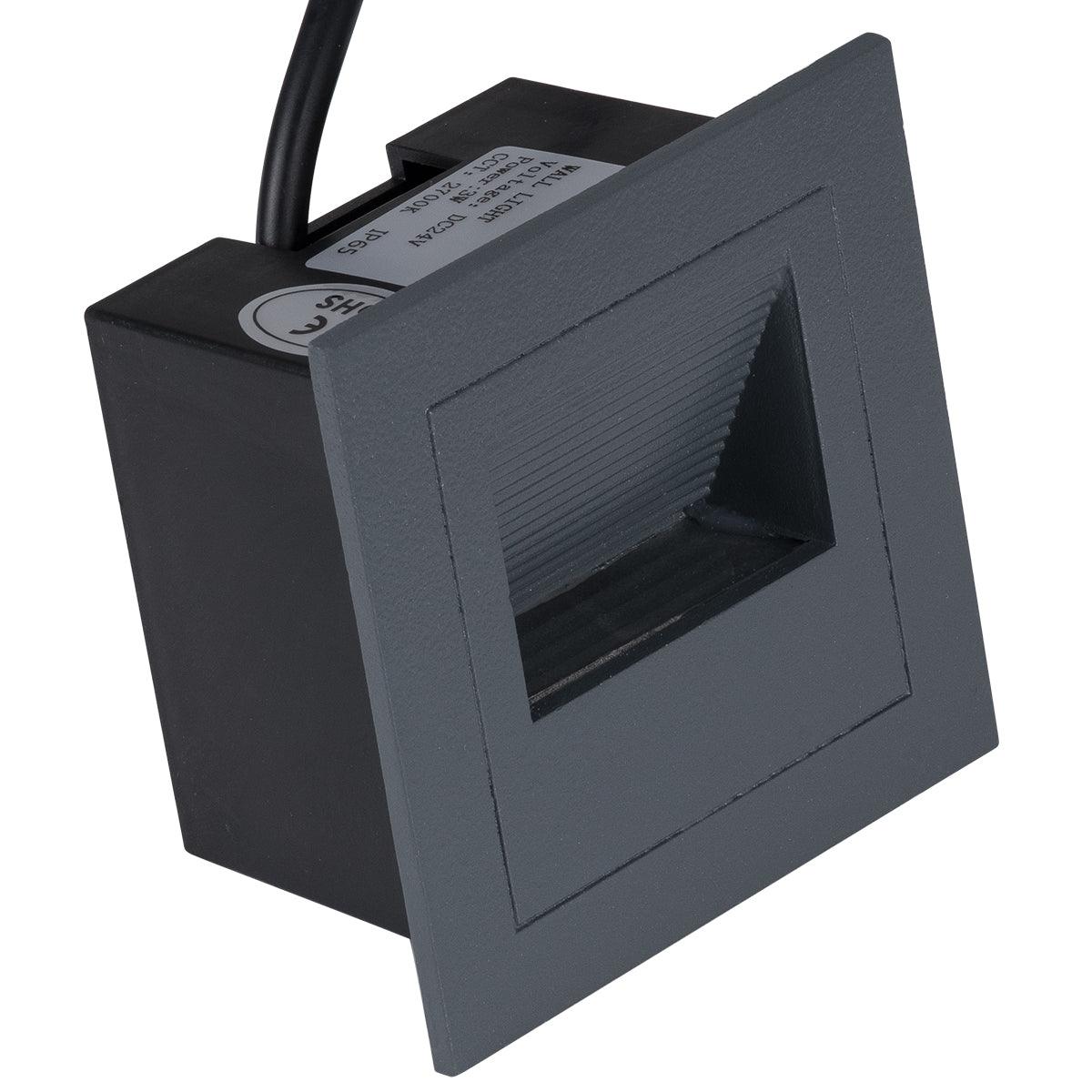 GloboStar® STEP-MINA 90627 Χωνευτό Φωτιστικό Σκαλοπατιού - Διαδρόμου LED 3W 330lm 30° DC 24V Αδιάβροχο IP65 Μ8.3 x Π8.3 x Υ5cm Θερμό Λευκό 2700K - Γκρι Ανθρακί - 3 Years Warranty - ledmania.gr
