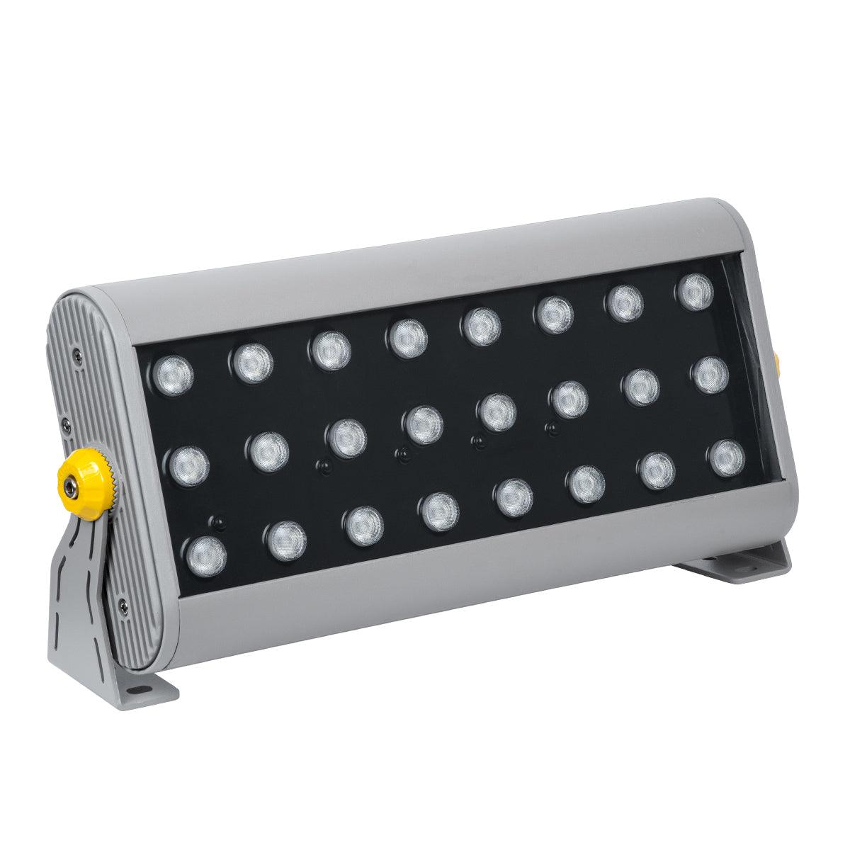 GloboStar® FLOOD-HENA 90643 Προβολέας Wall Washer για Φωτισμό Κτιρίων LED 48W 4800lm 30° DC 24V Αδιάβροχο IP65 Μ39 x Π6 x Υ17cm Πολύχρωμο RGB DMX512 - Ασημί - 3 Years Warranty - ledmania.gr