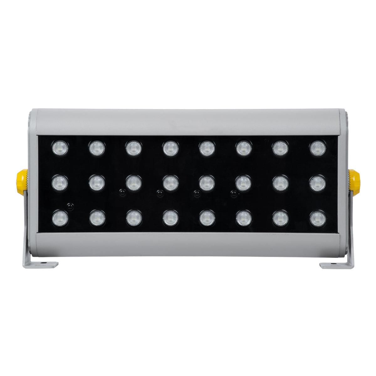 GloboStar® FLOOD-HENA 90643 Προβολέας Wall Washer για Φωτισμό Κτιρίων LED 48W 4800lm 30° DC 24V Αδιάβροχο IP65 Μ39 x Π6 x Υ17cm Πολύχρωμο RGB DMX512 - Ασημί - 3 Years Warranty - ledmania.gr