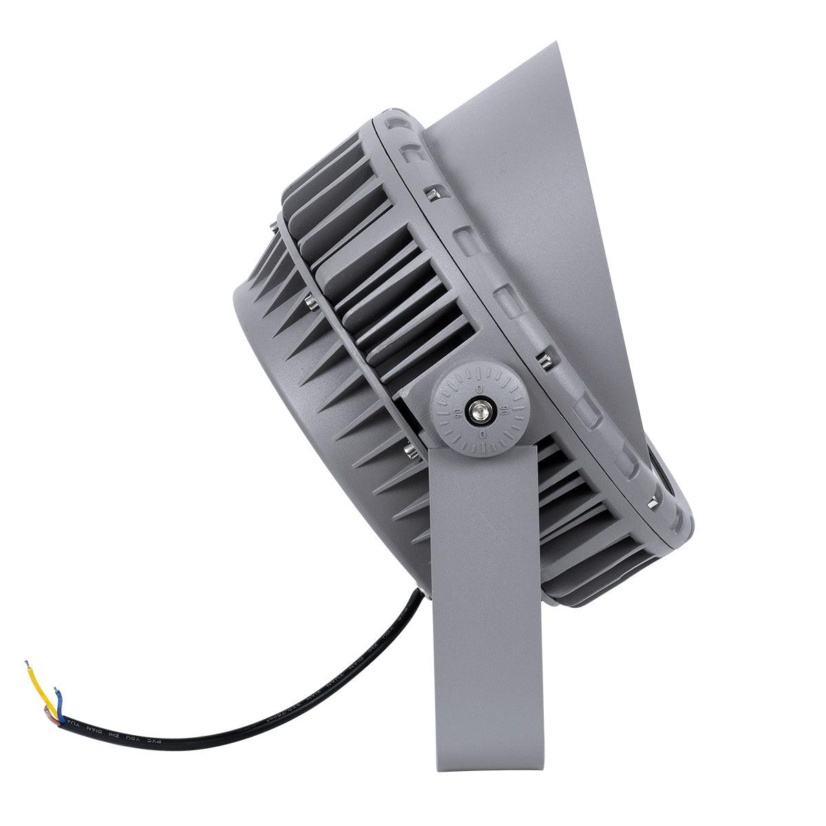 GloboStar® FLOOD-MENA 90646 Προβολέας Wall Washer για Φωτισμό Κτιρίων LED 48W 5280lm 30° DC 24V Αδιάβροχο IP65 Φ25 x Υ18cm Θερμό Λευκό 3000K - Ασημί - 3 Years Warranty - ledmania.gr