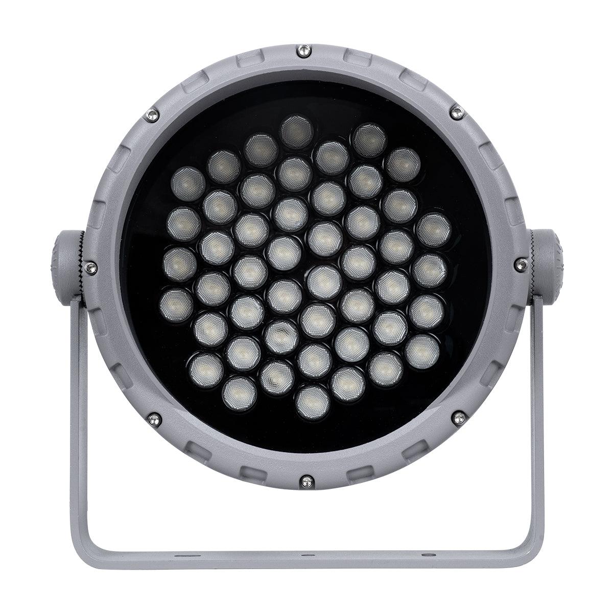 GloboStar® FLOOD-MENA 90646 Προβολέας Wall Washer για Φωτισμό Κτιρίων LED 48W 5280lm 30° DC 24V Αδιάβροχο IP65 Φ25 x Υ18cm Θερμό Λευκό 3000K - Ασημί - 3 Years Warranty - ledmania.gr