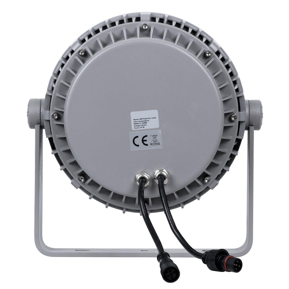 GloboStar® FLOOD-MENA 90648 Προβολέας Wall Washer για Φωτισμό Κτιρίων LED 36W 3780lm 30° DC 24V Αδιάβροχο IP65 Φ23 x Υ18cm Πολύχρωμο RGBW DMX512 - Ασημί - 3 Years Warranty - ledmania.gr