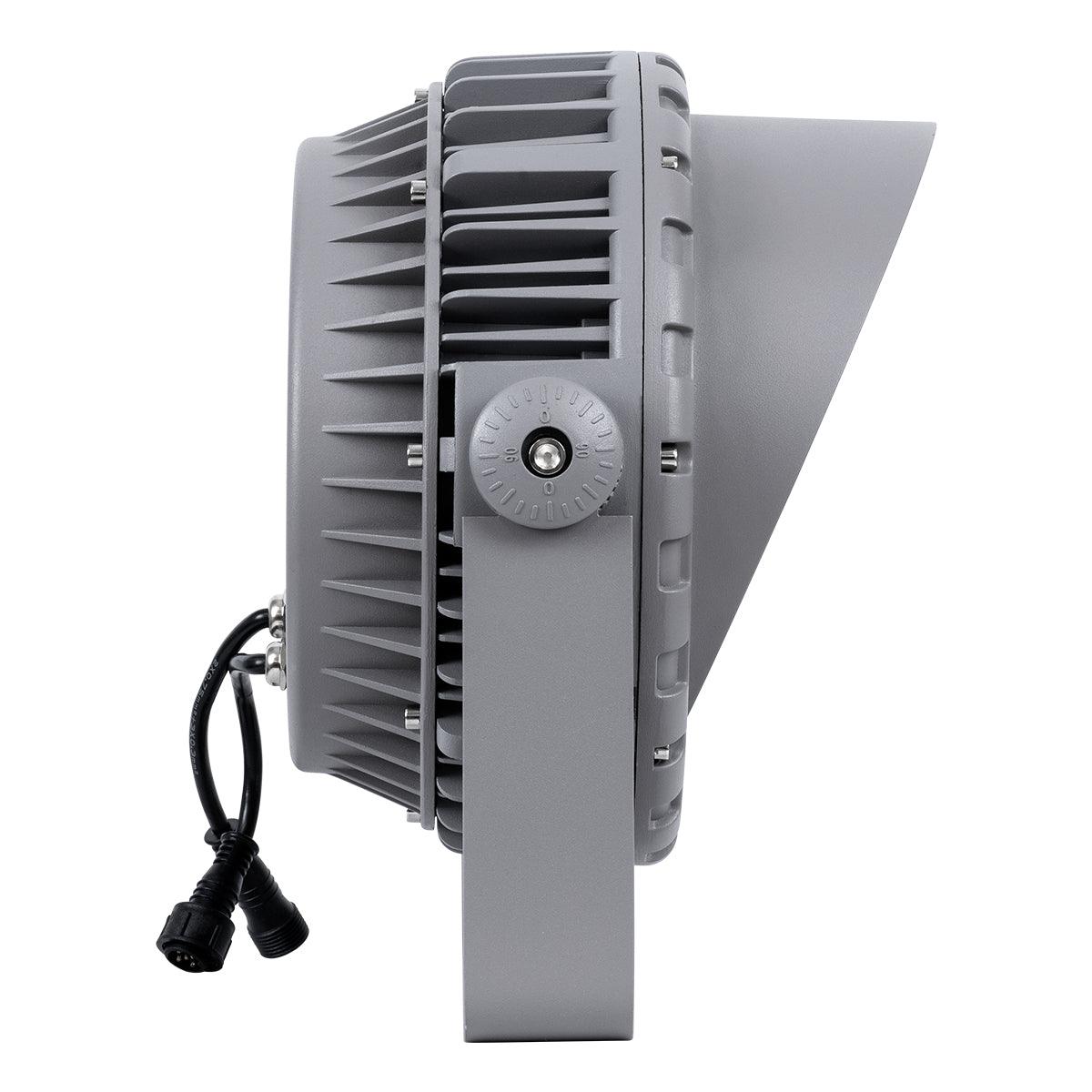GloboStar® FLOOD-MENA 90649 Προβολέας Wall Washer για Φωτισμό Κτιρίων LED 48W 5040lm 30° DC 24V Αδιάβροχο IP65 Φ25 x Υ18cm Πολύχρωμο RGBW DMX512 - Ασημί - 3 Years Warranty - ledmania.gr