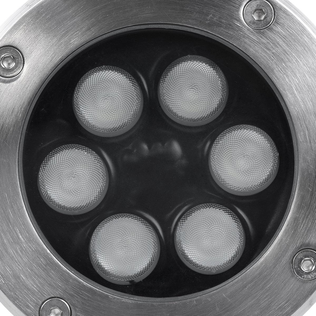GloboStar® UNDERGROUND-TINA 90666 Χωνευτό Φωτιστικό Σποτ Δαπέδου LED 9W 945lm 30° DC 24V Αδιάβροχο IP65 Φ12 x Υ9cm Πολύχρωμο RGBW DMX512 - Ανοξείδωτο Ατσάλι - 3 Years Warranty - ledmania.gr