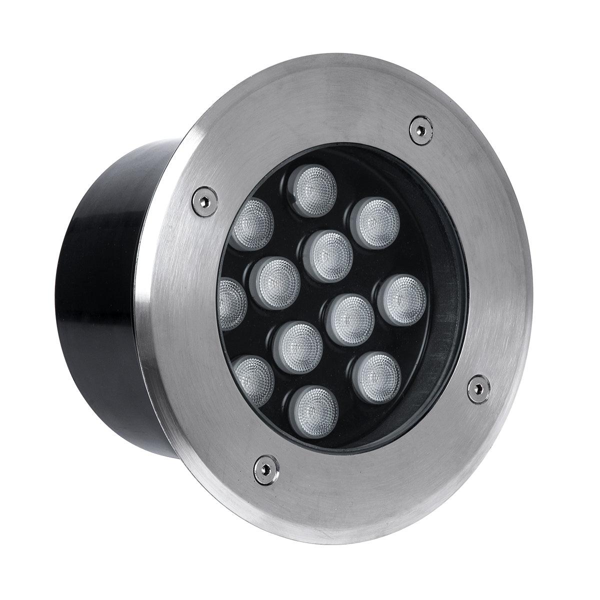 GloboStar® UNDERGROUND-TINA 90668 Χωνευτό Φωτιστικό Σποτ Δαπέδου LED 12W 1380lm 30° DC 24V Αδιάβροχο IP65 Φ16 x Υ9cm Φυσικό Λευκό 4500K - Ανοξείδωτο Ατσάλι - 3 Years Warranty - ledmania.gr