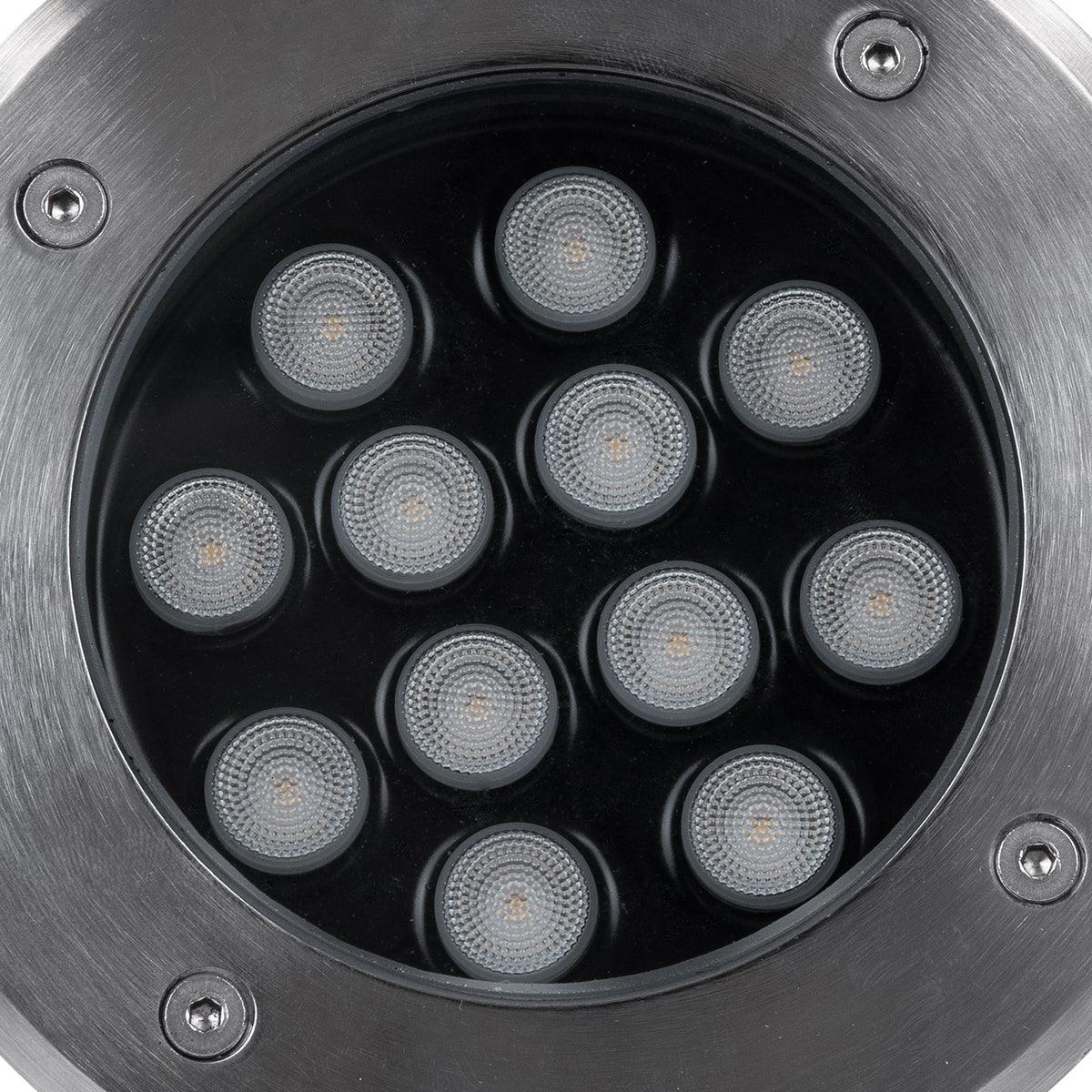 GloboStar® UNDERGROUND-TINA 90668 Χωνευτό Φωτιστικό Σποτ Δαπέδου LED 12W 1380lm 30° DC 24V Αδιάβροχο IP65 Φ16 x Υ9cm Φυσικό Λευκό 4500K - Ανοξείδωτο Ατσάλι - 3 Years Warranty - ledmania.gr