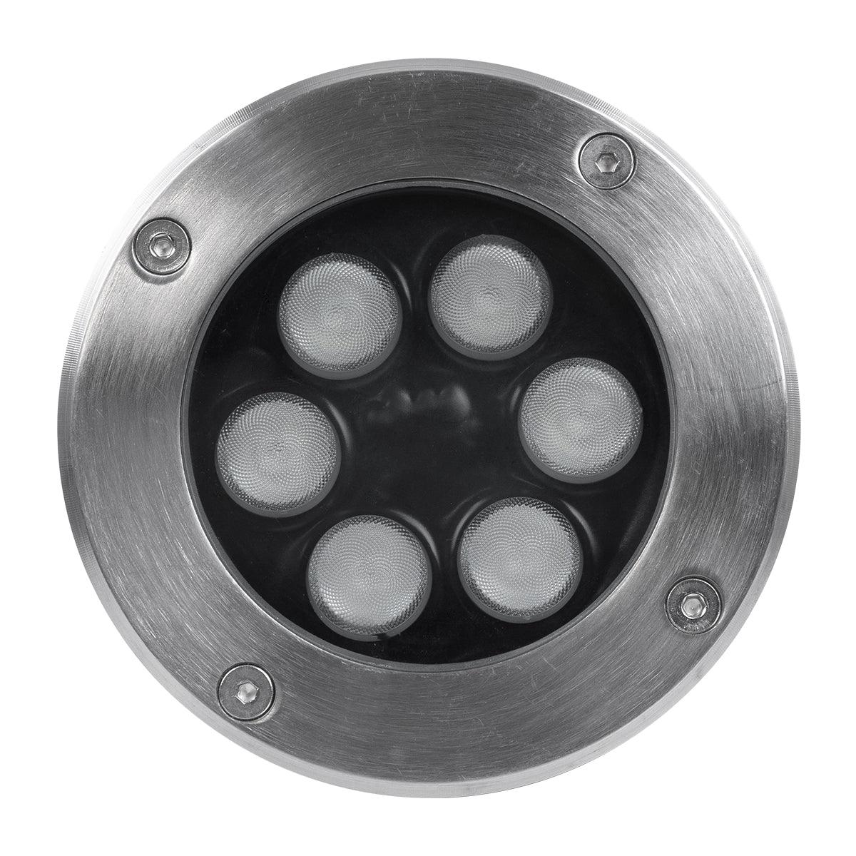 GloboStar® UNDERGROUND-TINA 90669 Χωνευτό Φωτιστικό Σποτ Δαπέδου LED 12W 1260lm 30° DC 24V Αδιάβροχο IP65 Φ12 x Υ9cm Πολύχρωμο RGBW DMX512 - Ανοξείδωτο Ατσάλι - 3 Years Warranty - ledmania.gr
