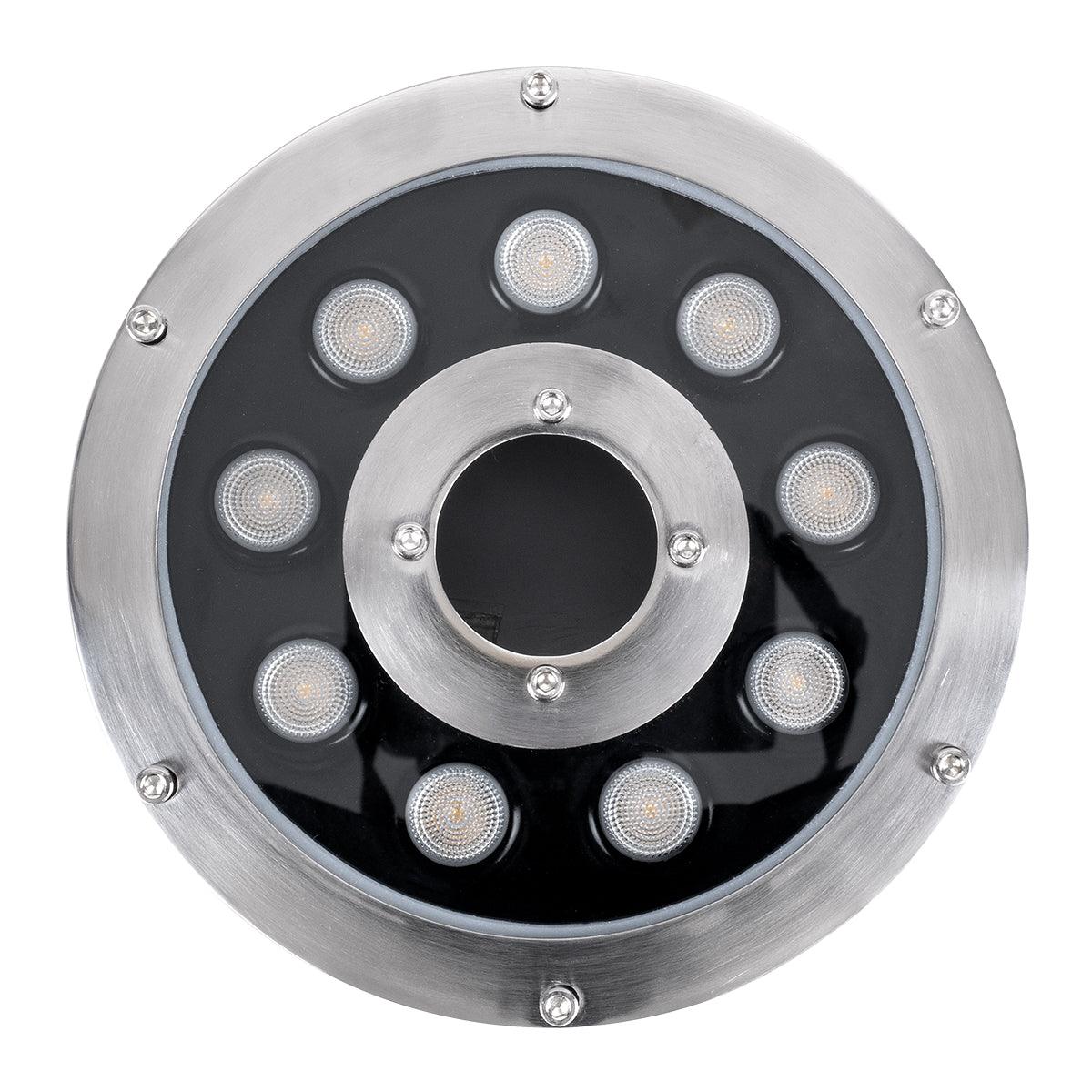 GloboStar® UNDERWATER-FINA 90674 Υποβρύχιο Φωτιστικό Σποτ Ειδικό για Σιντριβάνια LED 9W 990lm 30° DC 24V Αδιάβροχο IP68 Φ16 x Υ8cm Θερμό Λευκό 3000K - Ανοξείδωτο Ατσάλι - 3 Years Warranty - ledmania.gr