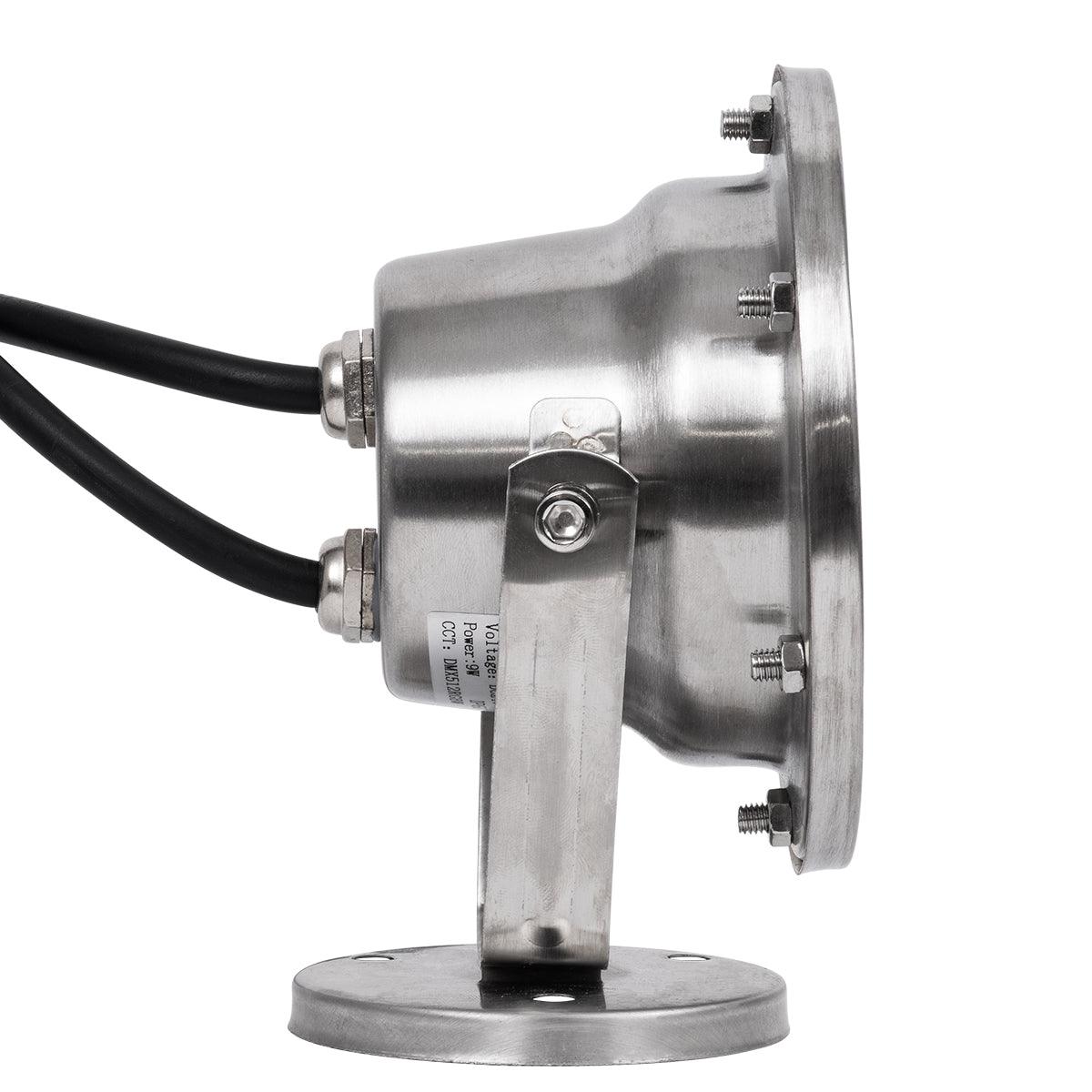 GloboStar® UNDERWATER-DINA 90677 Υποβρύχιο Φωτιστικό Σποτ Ειδικό για Σιντριβάνια LED 9W 945lm 30° DC 24V Αδιάβροχο IP68 Φ12 x Υ14cm Πολύχρωμο RGBW DMX512 - Ανοξείδωτο Ατσάλι - 3 Years Warranty - ledmania.gr