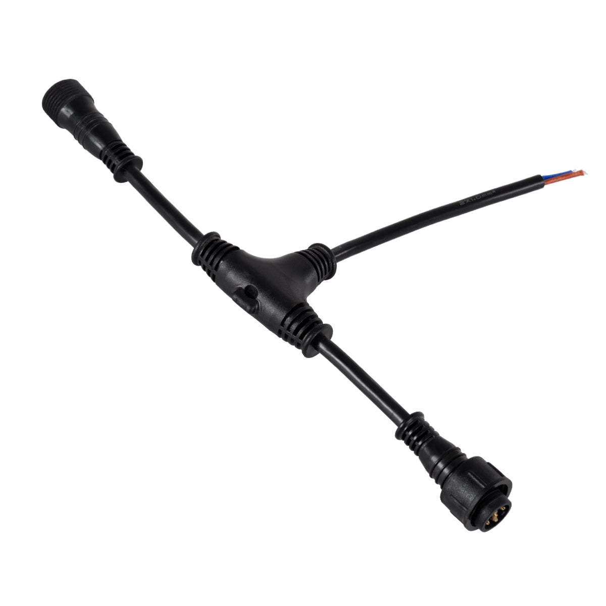 GloboStar® 90707 Ταχυσύνδεσμος Τροφοδοσίας T για Wall Washer και Προβολείς IP65 - 2 Καλώδια +/- σε Power Connector 5 PIN Female & Power Connector 5 PIN Male για Πολύχρωμα RGB+RGBW - ledmania.gr