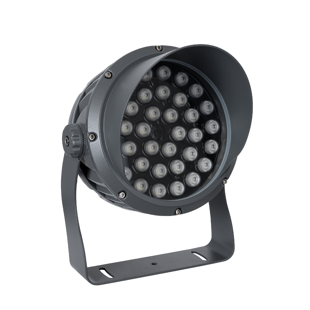 GloboStar® FLOOD-DIMO 90745 Προβολέας Wall Washer με Αντιθαμβωτική Γρίλια για Φωτισμό Κτιρίων LED 54W 4590lm 10° DC 24V Αδιάβροχο IP67 Μ26 x Π28 x Υ35cm RGBW DMX512 - Γκρι Ανθρακί - 3 Χρόνια Εγγύηση - ledmania.gr
