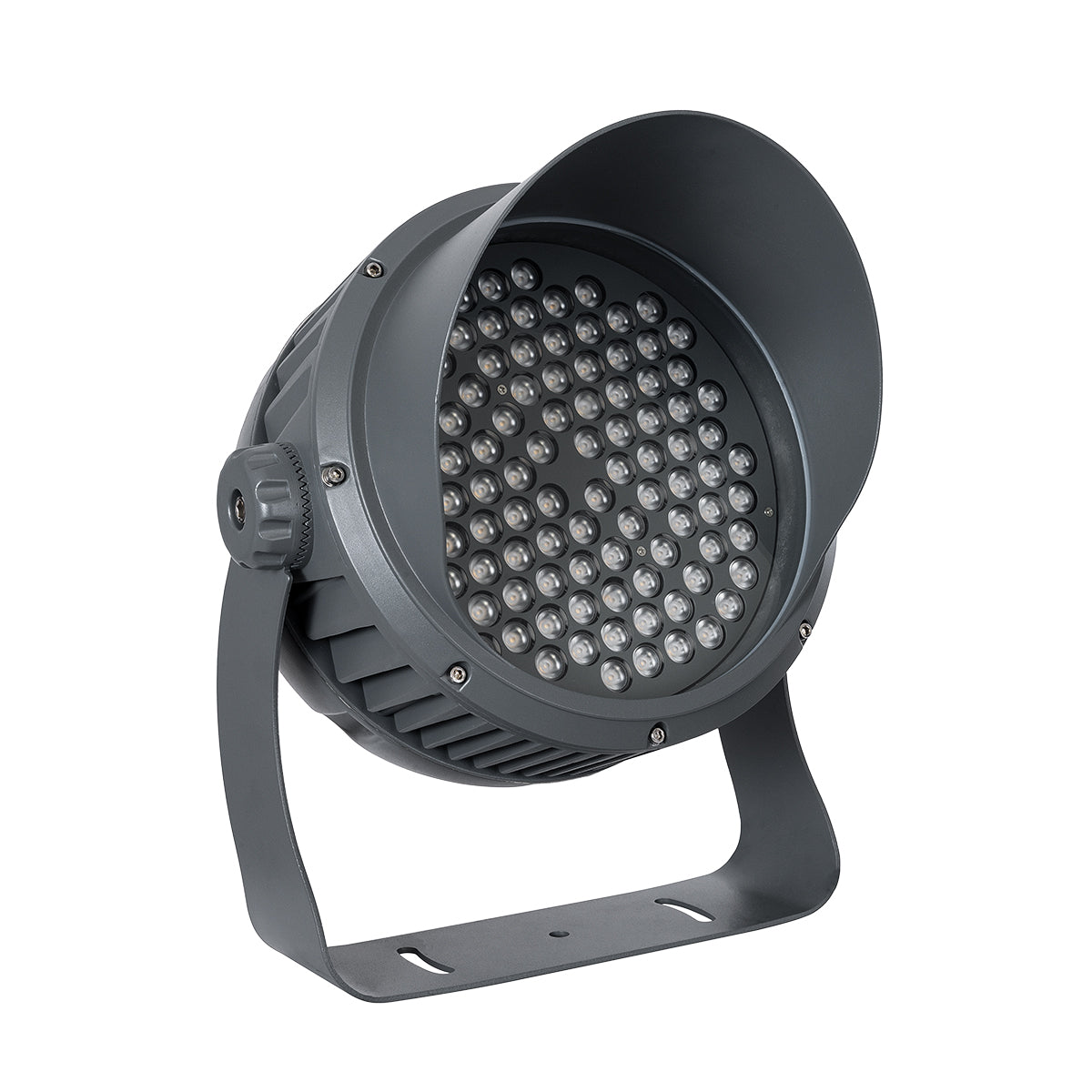 GloboStar® FLOOD-DIMO 90746 Προβολέας Wall Washer με Αντιθαμβωτική Γρίλια για Φωτισμό Κτιρίων LED 100W 9000lm 10° AC 220-240V Αδιάβροχο IP67 Μ34 x Π36 x Υ44cm Θερμό Λευκό 2700K - Γκρι Ανθρακί - 3 Χρόνια Εγγύηση - ledmania.gr
