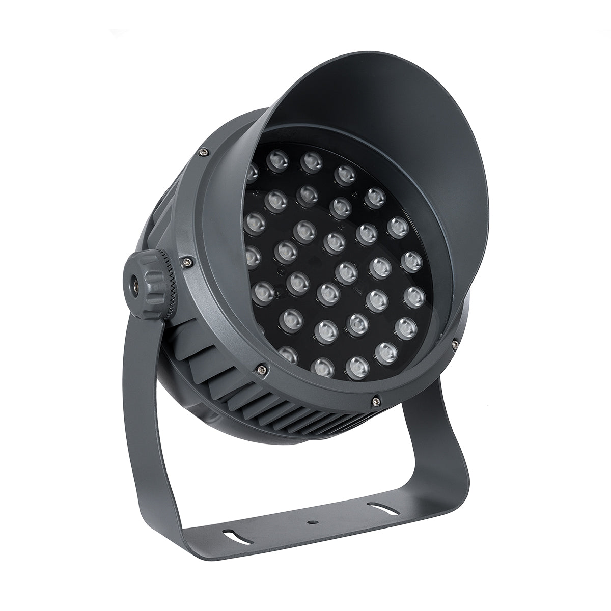 GloboStar® FLOOD-DIMO 90748 Προβολέας Wall Washer με Αντιθαμβωτική Γρίλια για Φωτισμό Κτιρίων LED 100W 8500lm 10° DC 24V Αδιάβροχο IP67 Μ34 x Π36 x Υ44cm RGBW DMX512 - Γκρι Ανθρακί - 3 Χρόνια Εγγύηση - ledmania.gr