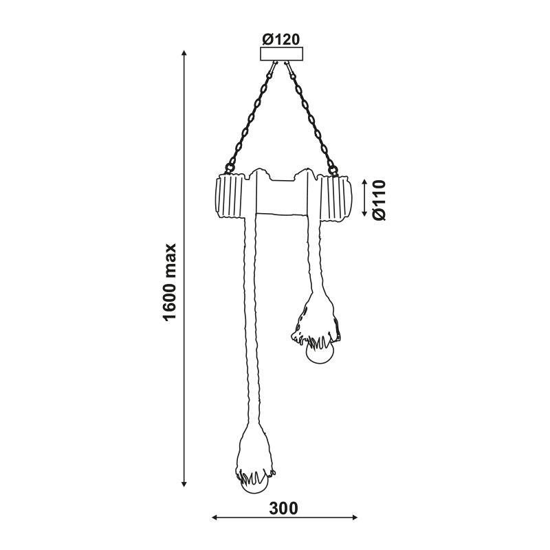 ΚΡΕΜΑΣΤΟ Φ/Σ 2ΧΕ27 BAMBOO+ΣΧΟΙΝΙ 11Χ30ΧΗ160CM max. - ledmania.gr