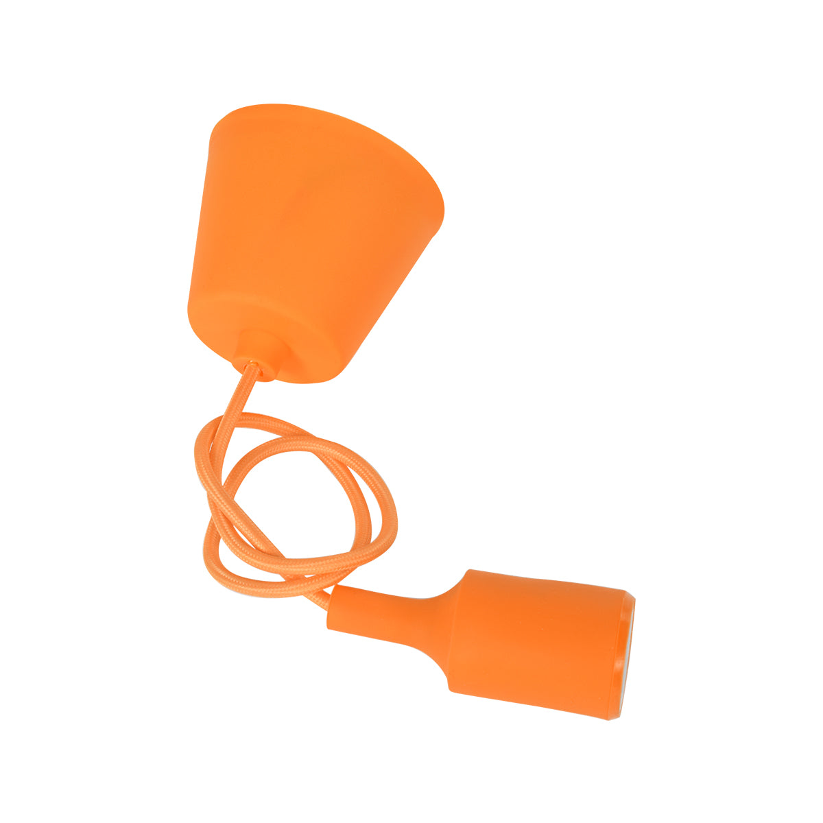 GloboStar® CABLITO 61554 Μοντέρνο Κρεμαστό Φωτιστικό Οροφής Μονόφωτο 1 x E27 Πορτοκαλί Σιλικόνης Ανάρτηση με Υφασμάτινο Καλώδιο Φ4 x Υ110cm - ledmania.gr