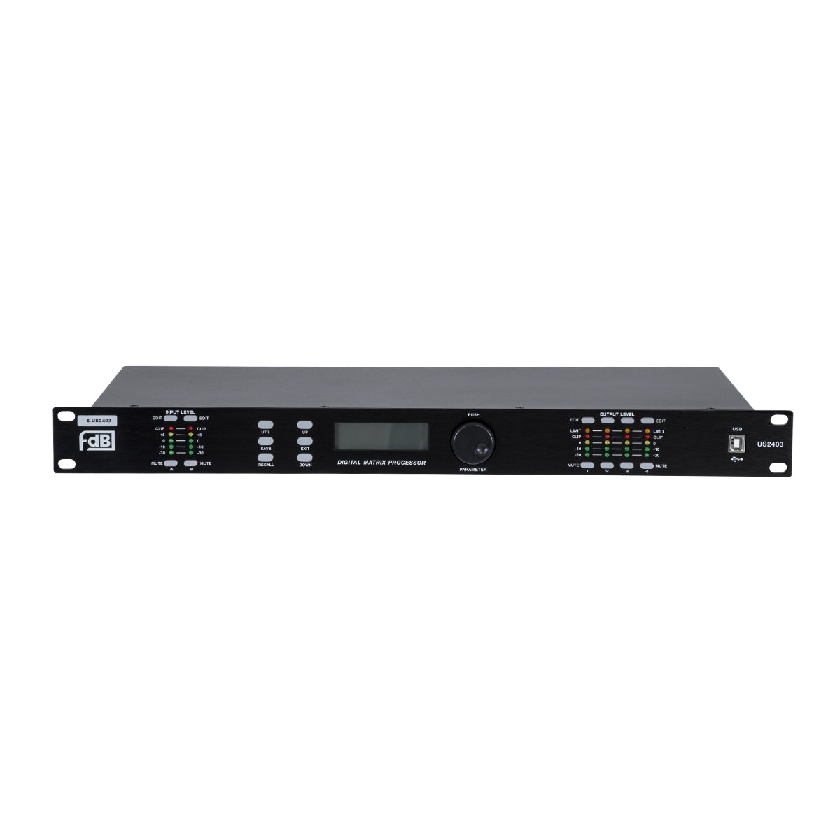 GloboStar® FDB US2403 98020 Audio Processor - Επαγγελματικός Επεξεργαστής Ήχου 2in & 4out - 32-bit DSP SHARC Processor - Frequency Response 20Hz-20Khz DR115DBu - AC 220V/50-60Hz - IP20 - Μαύρο - Μ48.2 x Π20.5 x Υ4.4cm - ledmania.gr