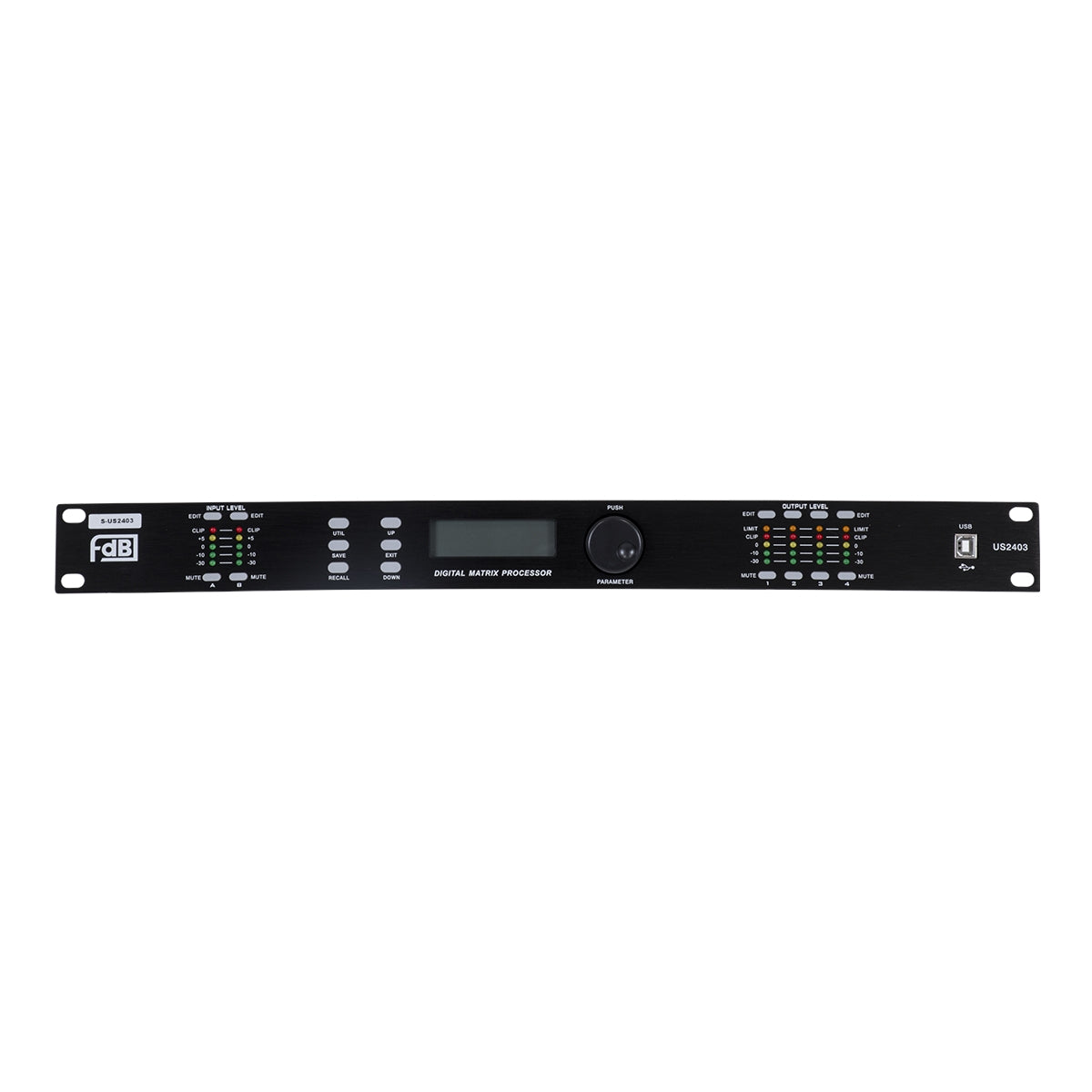 GloboStar® FDB US2403 98020 Audio Processor - Επαγγελματικός Επεξεργαστής Ήχου 2in & 4out - 32-bit DSP SHARC Processor - Frequency Response 20Hz-20Khz DR115DBu - AC 220V/50-60Hz - IP20 - Μαύρο - Μ48.2 x Π20.5 x Υ4.4cm - ledmania.gr