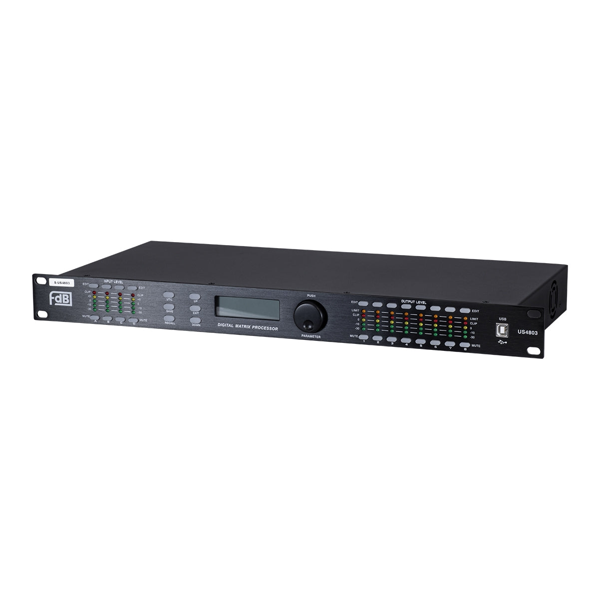 GloboStar® FDB US4803 98021 Audio Processor - Επαγγελματικός Επεξεργαστής Ήχου 4in & 8out - 32-bit DSP SHARC Processor - Frequency Response 20Hz-20Khz DR115DBu - AC 220V/50-60Hz - IP20 - Μαύρο - Μ48.2 x Π20.5 x Υ4.4cm - ledmania.gr