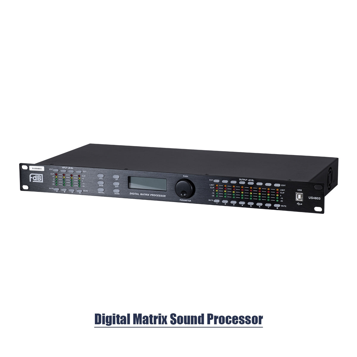 GloboStar® FDB US4803 98021 Audio Processor - Επαγγελματικός Επεξεργαστής Ήχου 4in & 8out - 32-bit DSP SHARC Processor - Frequency Response 20Hz-20Khz DR115DBu - AC 220V/50-60Hz - IP20 - Μαύρο - Μ48.2 x Π20.5 x Υ4.4cm - ledmania.gr
