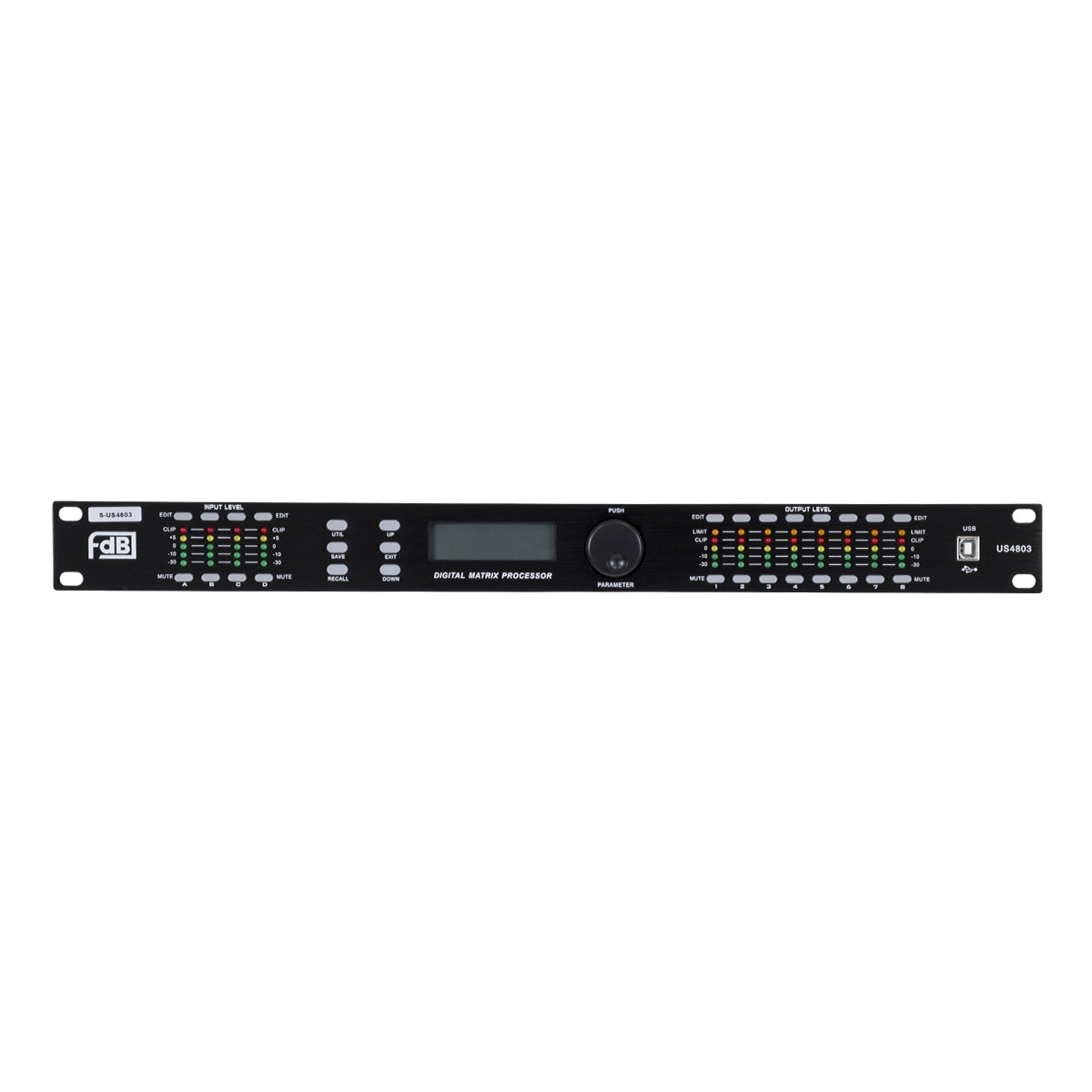 GloboStar® FDB US4803 98021 Audio Processor - Επαγγελματικός Επεξεργαστής Ήχου 4in & 8out - 32-bit DSP SHARC Processor - Frequency Response 20Hz-20Khz DR115DBu - AC 220V/50-60Hz - IP20 - Μαύρο - Μ48.2 x Π20.5 x Υ4.4cm - ledmania.gr