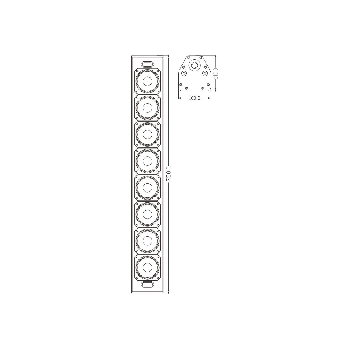 GloboStar® FDB K803 98024 PA Speaker - Παθητικό Ηχείο Column Κολωνάτο Επιτοίχιο & Επιδαπέδιο 8Ω - 200W RMS (800W Peak) - 8 x 3" Inches Mid & HF - IP20 - Μαύρο - Μ10 x Π11 x Υ75cm - Ζεύγος - ledmania.gr