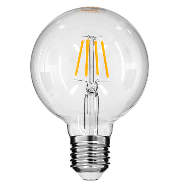 GloboStar® 99009 Λάμπα E27 G95 Γλόμπος LED FILAMENT 4W 440 lm 320° AC 85-265V Edison Retro με Διάφανο Γυαλί Θερμό Λευκό 2700 K Dimmable - ledmania.gr