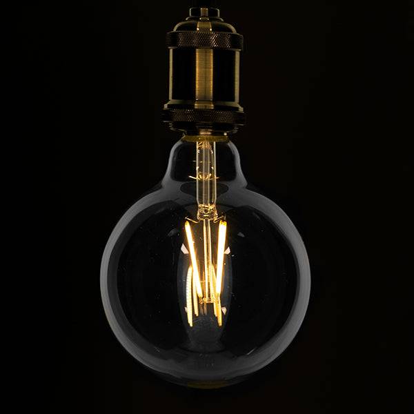 GloboStar® 99013 Λάμπα E27 G125 Γλόμπος LED LONG FILAMENT 8W 880 lm 320° AC 85-265V Edison Retro με Διάφανο Γυαλί Θερμό Λευκό 2700 K Dimmable - ledmania.gr