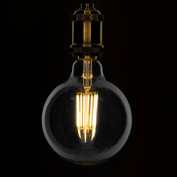 GloboStar® 99014 Λάμπα E27 G125 Γλόμπος LED LONG FILAMENT 12W 1320 lm 320° AC 85-265V Edison Retro με Διάφανο Γυαλί Θερμό Λευκό 2700 K Dimmable - ledmania.gr