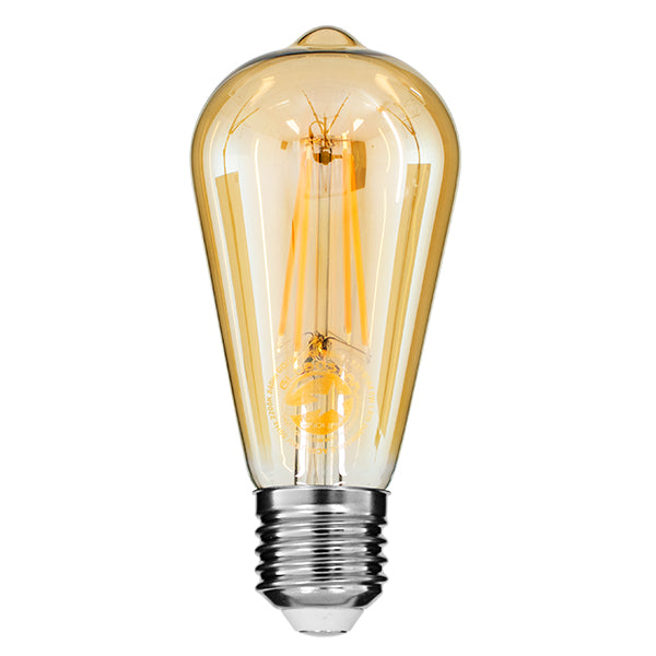 GloboStar® 99046 Λάμπα E27 ST64 Αχλάδι LED LONG FILAMENT 8W 840 lm 320° AC 85-265V Edison Retro με Μελί Γυαλί Ultra Θερμό Λευκό 2200 K Dimmable - ledmania.gr