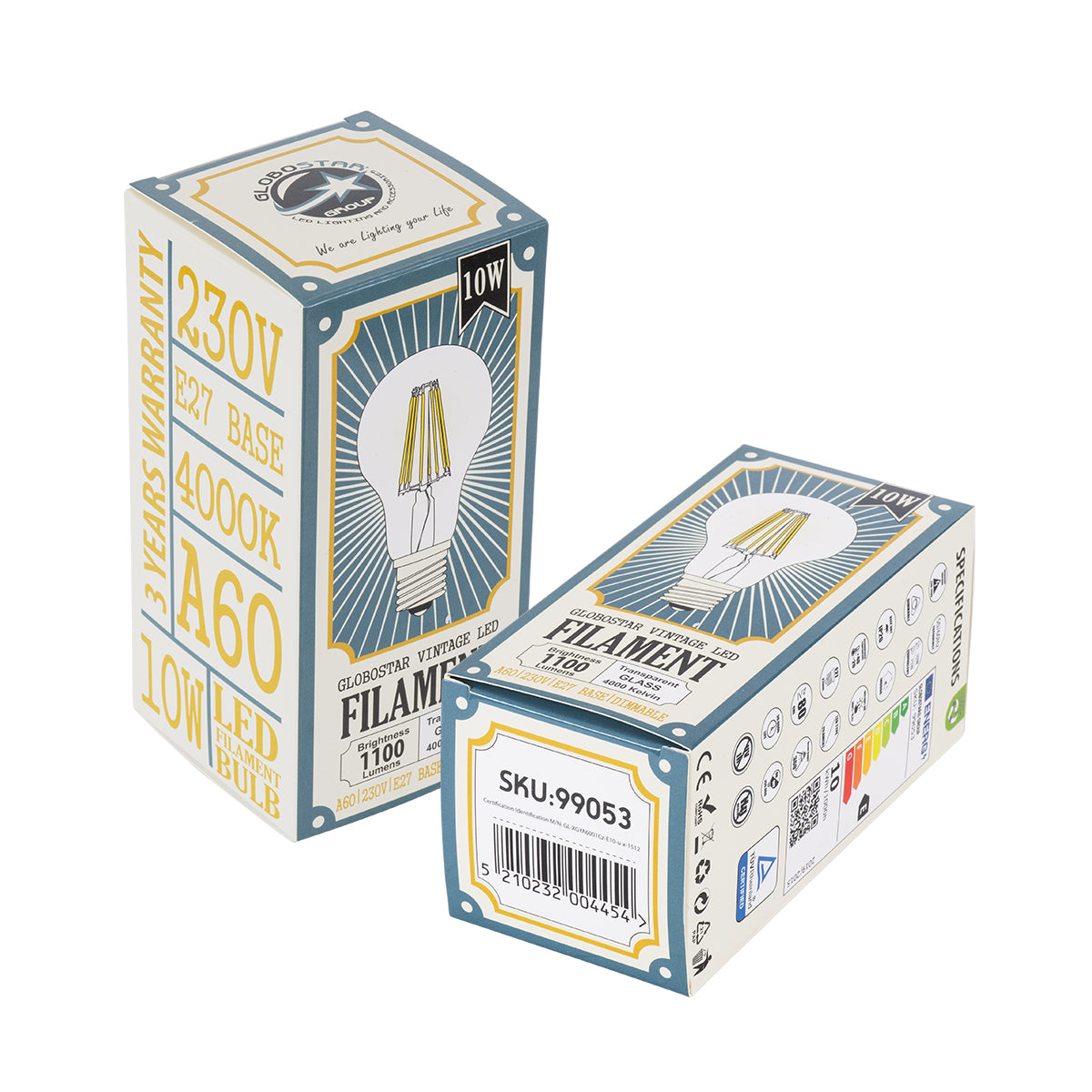 GloboStar® 99053 Λάμπα LED Long Filament E27 A60 Γλόμπος 10W 1100lm 360° AC 220-240V IP20 Φ6 x Υ10.5cm Φυσικό Λευκό 4000K με Διάφανο Γυαλί - Dimmable - 3 Years Warranty - ledmania.gr