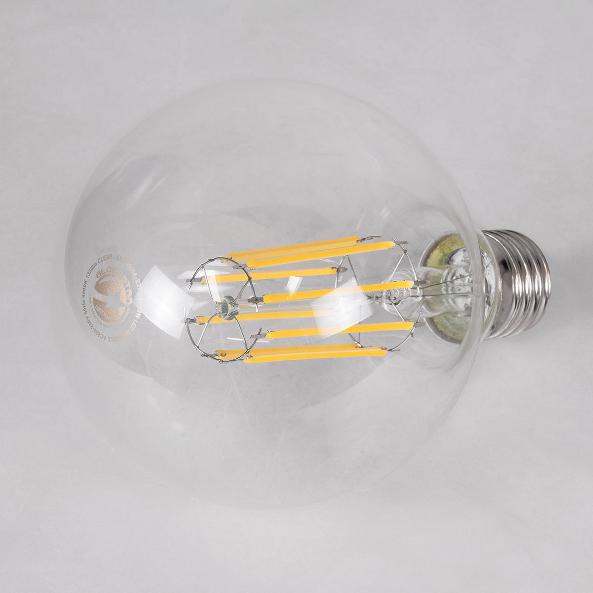GloboStar® 99054 Λάμπα LED Long Filament E27 G95 Γλόμπος 12W 1320lm 360° AC 220-240V IP20 Φ9.5 x Υ13.5cm Φυσικό Λευκό 4000K με Διάφανο Γυαλί - Dimmable - 3 Years Warranty - ledmania.gr