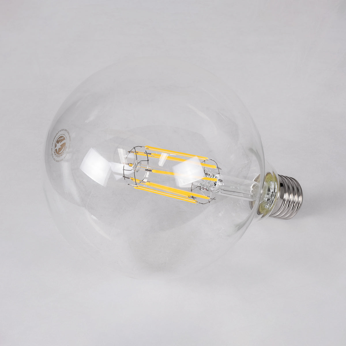 GloboStar® 99055 Λάμπα LED Long Filament E27 G125 Γλόμπος 12W 1320lm 360° AC 220-240V IP20 Φ12.5 x Υ18cm Φυσικό Λευκό 4000K με Διάφανο Γυαλί - Dimmable - 3 Years Warranty - ledmania.gr