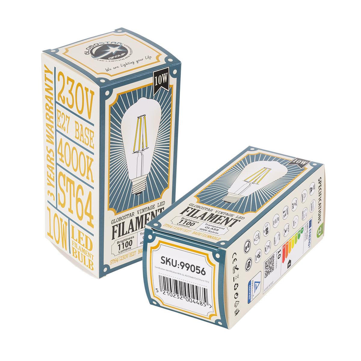 GloboStar® 99056 Λάμπα LED Long Filament E27 ST64 Αχλάδι 10W 1100lm 360° AC 220-240V IP20 Φ6.4 x Υ14cm Φυσικό Λευκό 4000K με Διάφανο Γυαλί - Dimmable - 3 Years Warranty - ledmania.gr