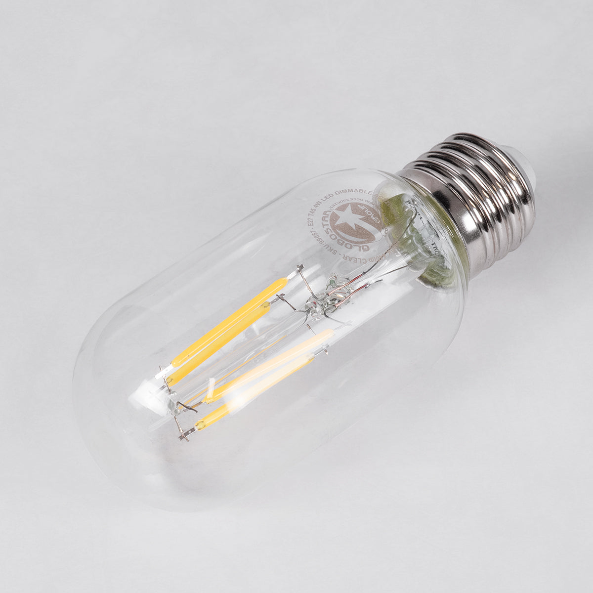 GloboStar® 99057 Λάμπα LED Long Filament E27 T45 Σωλήνας 4W 440lm 360° AC 220-240V IP20 Φ4.5 x Υ11cm Φυσικό Λευκό 4000K με Διάφανο Γυαλί - Dimmable - 3 Years Warranty - ledmania.gr