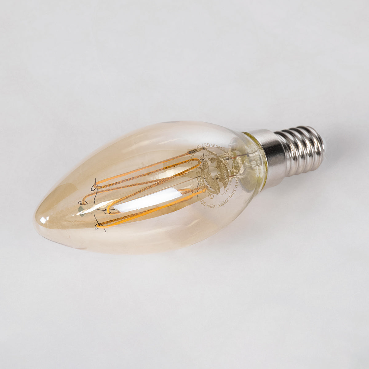 GloboStar® 99058 Λάμπα LED Ultra Thin Soft S Spiral Filament E14 C35 Κεράκι 2W 140lm 360° AC 220-240V IP20 Φ3.5 x Υ10.5cm Ultra Θερμό Λευκό 2200K με Μελί Γυαλί - Dimmable - 3 Years Warranty - ledmania.gr