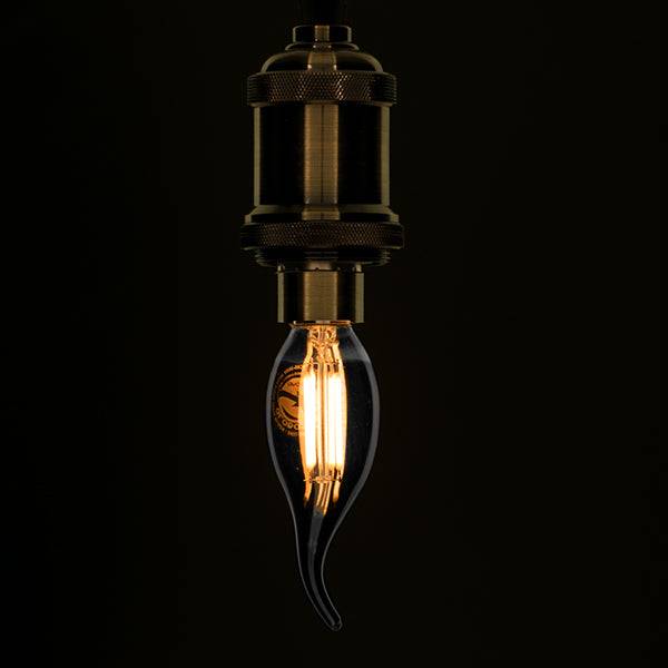 GloboStar® 99062 Λάμπα E14 C35T Κεράκι LED FILAMENT 4W 400 lm 320° AC 85-265V Φλόγα Flame Edison Retro με Φιμέ Γυαλί Θερμό Λευκό 2700 K Dimmable - ledmania.gr