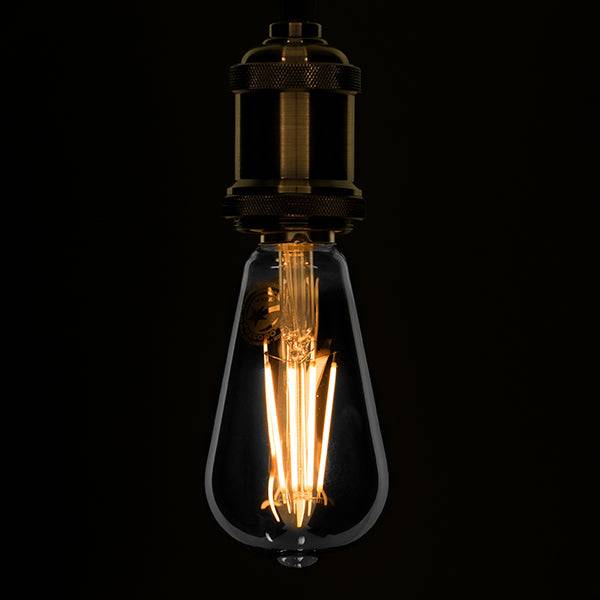 GloboStar® 99077 Λάμπα E27 ST64 Αχλάδι LED LONG FILAMENT 10W 1000 lm 320° AC 85-265V Edison Retro με Φιμέ Γυαλί Θερμό Λευκό 2700 K Dimmable - ledmania.gr