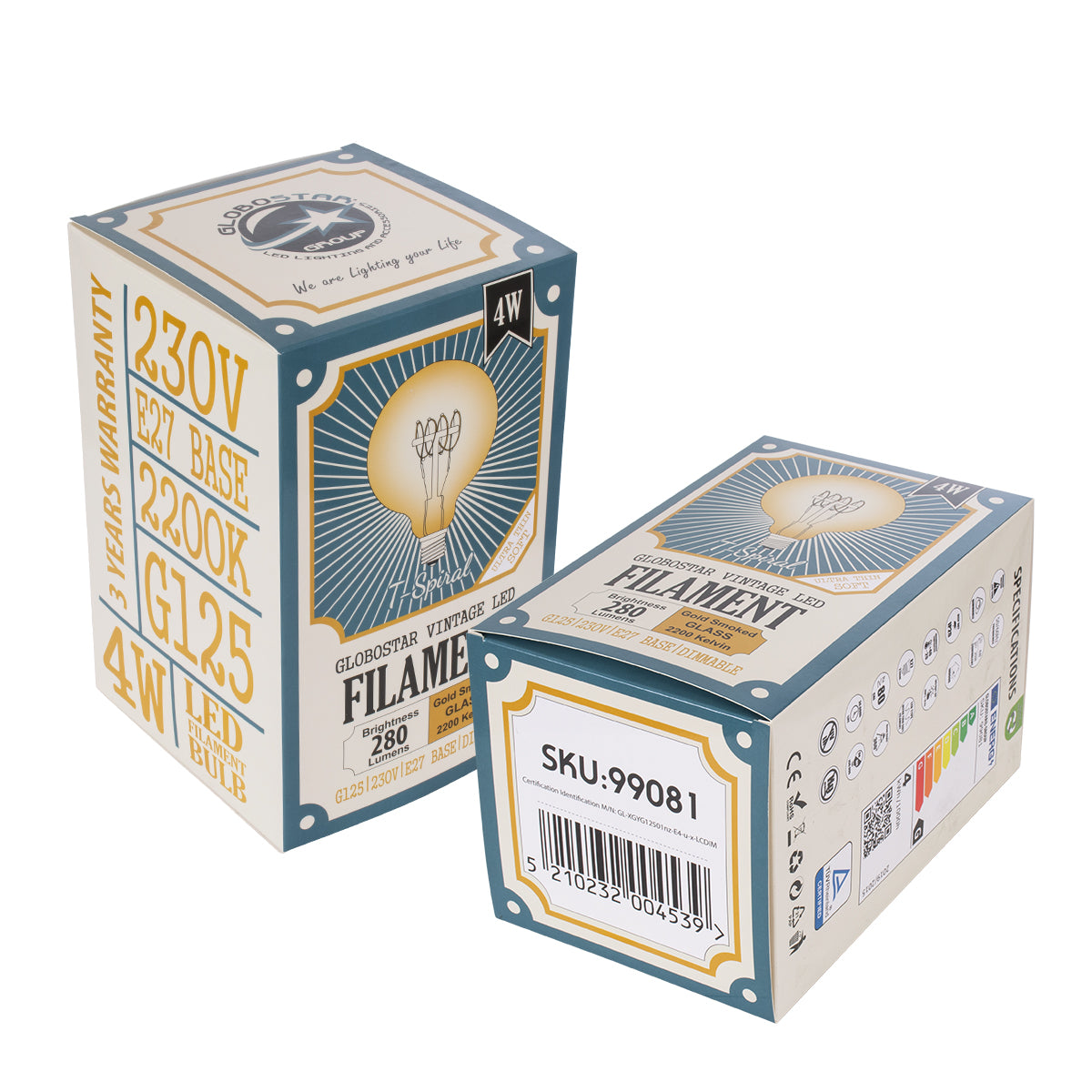 GloboStar® 99081 Λάμπα LED Ultra Thin Soft S Spiral Filament E27 G125 Γλόμπος 4W 280lm 360° AC 220-240V IP20 Φ12.5 x Υ18cm Ultra Θερμό Λευκό 2200K με Μελί Γυαλί - Dimmable - 3 Years Warranty - ledmania.gr