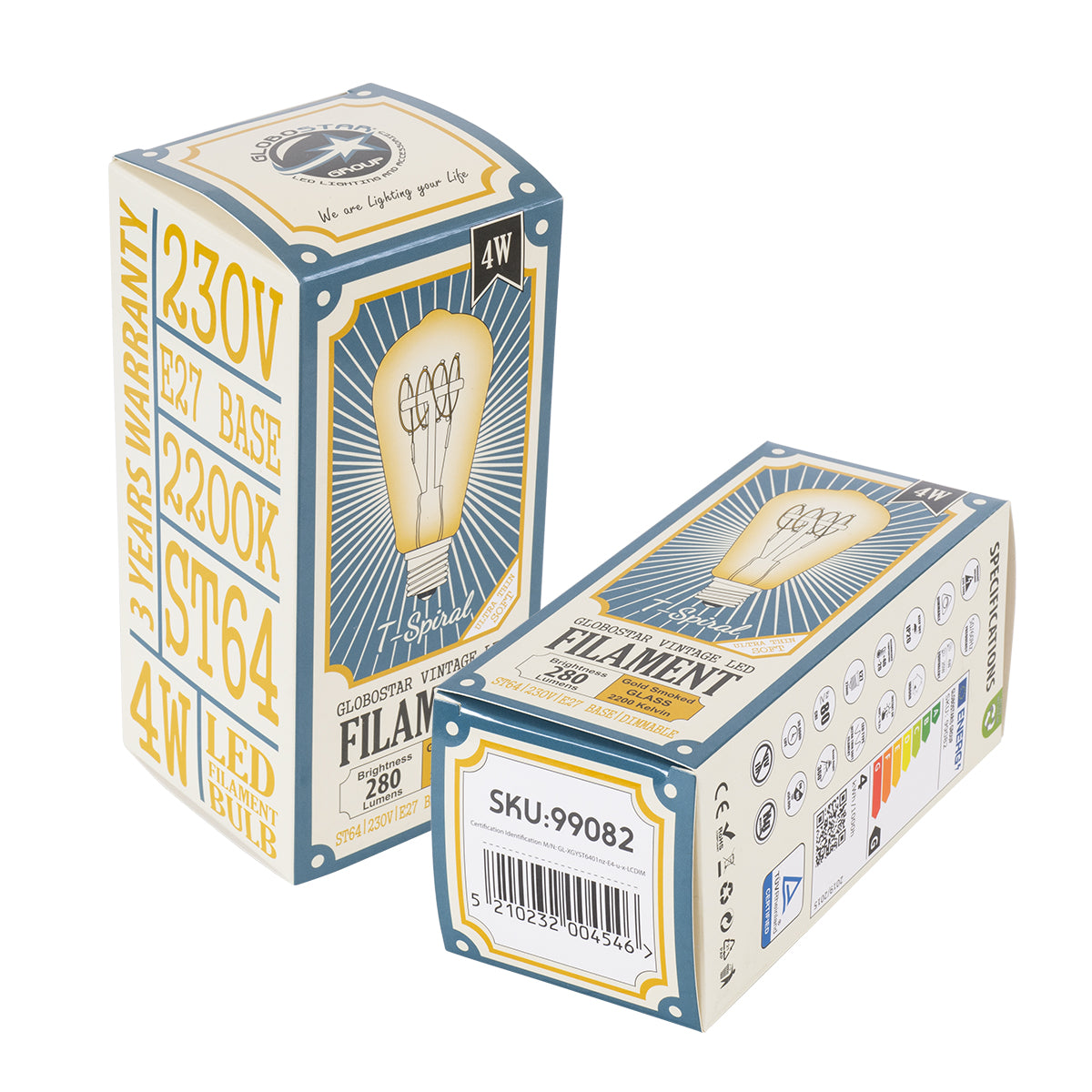 GloboStar® 99082 Λάμπα LED Ultra Thin Soft S Spiral Filament E27 ST64 Αχλάδι 4W 280lm 360° AC 220-240V IP20 Φ6.4 x Υ14cm Ultra Θερμό Λευκό 2200K με Μελί Γυαλί - Dimmable - 3 Years Warranty - ledmania.gr