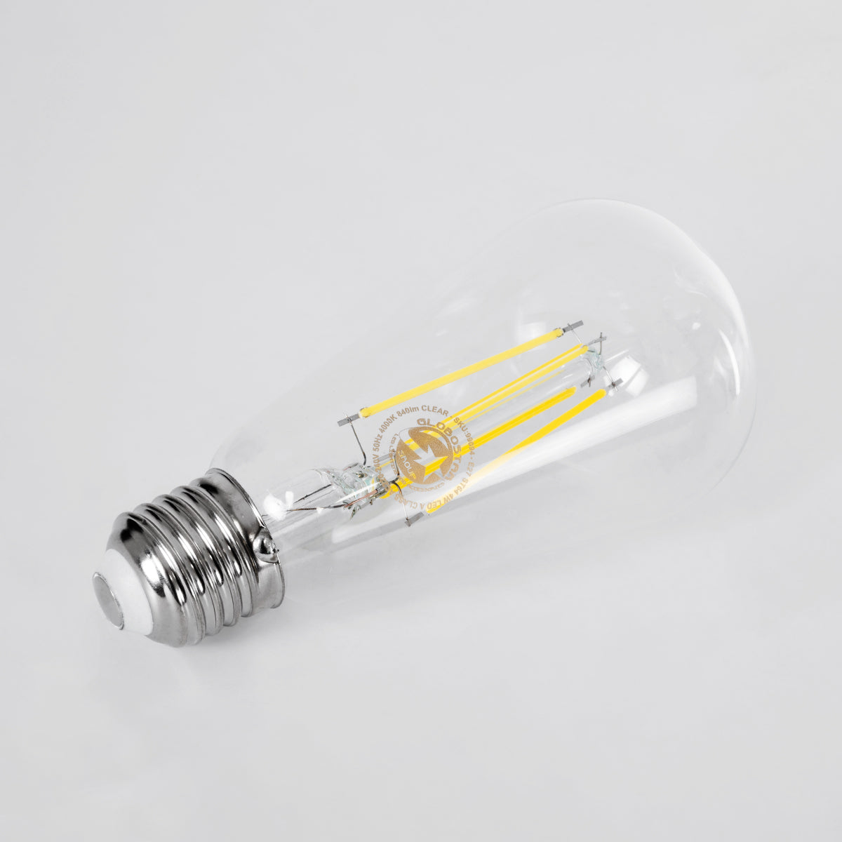 GloboStar® 99094 Λάμπα LED Long Filament E27 ST64 Αχλάδι 4W 840lm 360° AC 220-240V IP20 Φ6.4 x Υ14.5cm Φυσικό Λευκό 4000K με Διάφανο Γυαλί - Pro Series 210lm/W - A Ενεργειακή Κλάση - 3 Χρόνια Εγγύηση - ledmania.gr