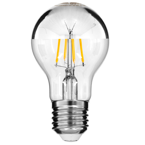 GloboStar® 99103 Λάμπα E27 A60 Γλόμπος με Ανεστραμμένο Χρώμιο Καθρέπτη LED FILAMENT 8W 880 lm 320° AC 85-265V Edison Retro με Διάφανο-Χρώμιο Γυαλί Θερμό Λευκό 2700 K Dimmable - ledmania.gr