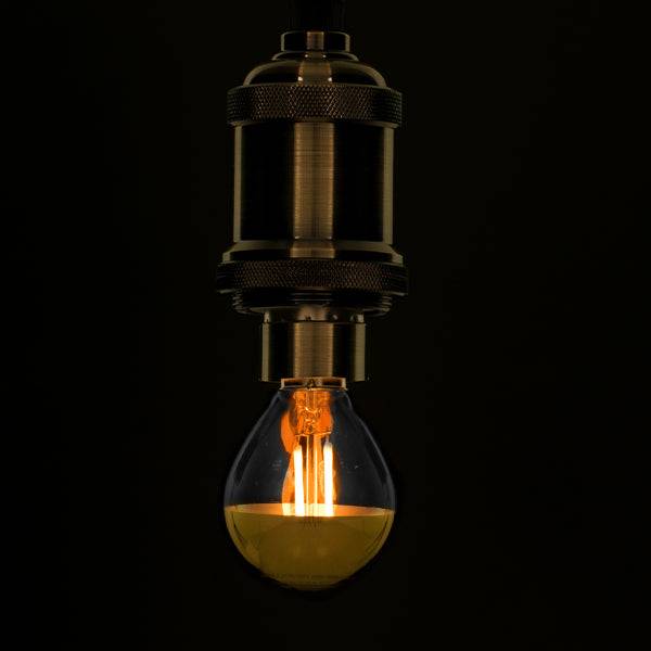 GloboStar® 99105 Λάμπα E14 G45 Γλομπάκι με Ανεστραμμένο Χρυσό Καθρέπτη LED FILAMENT 4W 420 lm 320° AC 85-265V Edison Retro με Διάφανο-Χρυσό Γυαλί Ultra Θερμό Λευκό 2200 K Dimmable - ledmania.gr