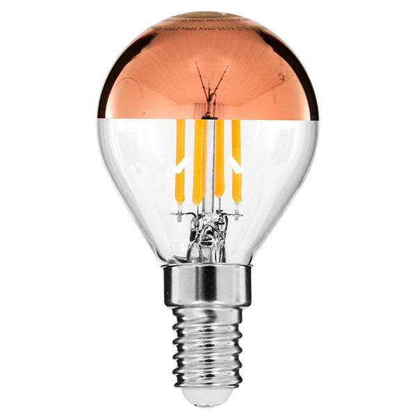 GloboStar® 99109 Λάμπα E14 G45 Γλομπάκι με Ανεστραμμένο Χάλκινο Καθρέπτη LED FILAMENT 4W 420 lm 320° AC 85-265V Edison Retro με Διάφανο-Χάκλινο Γυαλί Ultra Θερμό Λευκό 2200 K Dimmable - ledmania.gr