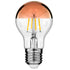 GloboStar® 99111 Λάμπα E27 A60 Γλόμπος με Ανεστραμμένο Χάλκινο Καθρέπτη LED FILAMENT 8W 840 lm 320° AC 85-265V Edison Retro με Διάφανο-Χάκλινο Γυαλί Ultra Θερμό Λευκό 2200 K Dimmable - ledmania.gr