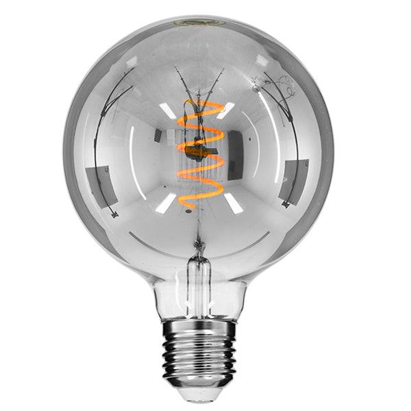 GloboStar® 99139 Λάμπα E27 G125 Γλόμπος LED SOFT SPIRAL FILAMENT 6W 470 lm 320° AC 85-265V Edison Retro με Φιμέ Γυαλί Θερμό Λευκό 2700 K Dimmable - ledmania.gr