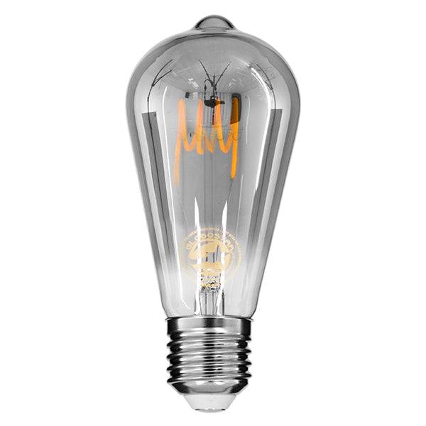 GloboStar® 99142 Λάμπα E27 ST64 Αχλάδι LED SOFT T SPIRAL FILAMENT 6W 470 lm 320° AC 85-265V Edison Retro με Φιμέ Γυαλί Θερμό Λευκό 2700 K Dimmable - ledmania.gr